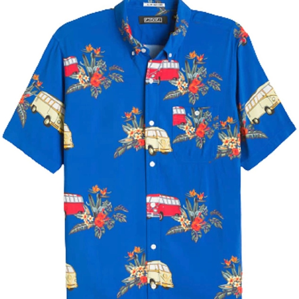 Ezekiel Blue Willie Printed Short Sleeve Shirt NWT